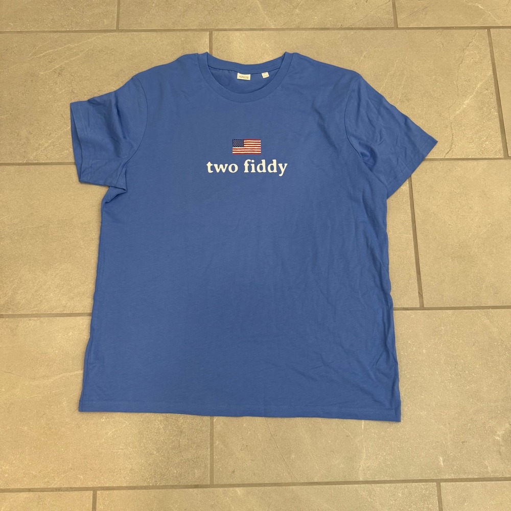 Stanley Stella Mens Two Fiddy American Flag Graphic T-Shirt Blue XL
